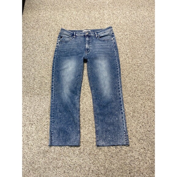 32 Kancan High Rise Crop Straight Leg Split Raw Edge Hem - Picture 1 of 7